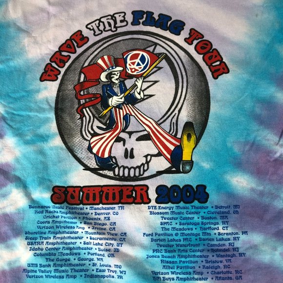 Vintage 2000s Grateful Dead Shirt Men's Large Light Purple Tie Die Wave The Flag - Picture 7 of 12